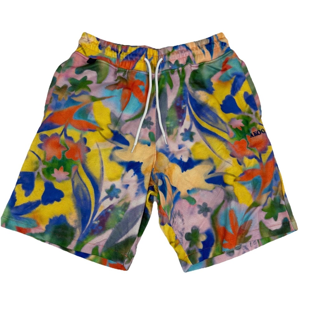 AKOO Brand Knit Abstract Drawstring Men's Shorts Sz Medium Y2K Streetwear